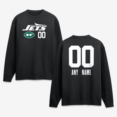 New York Jets  Touchdown Wordmark Personalized Name & Number Sweatshirt - Black