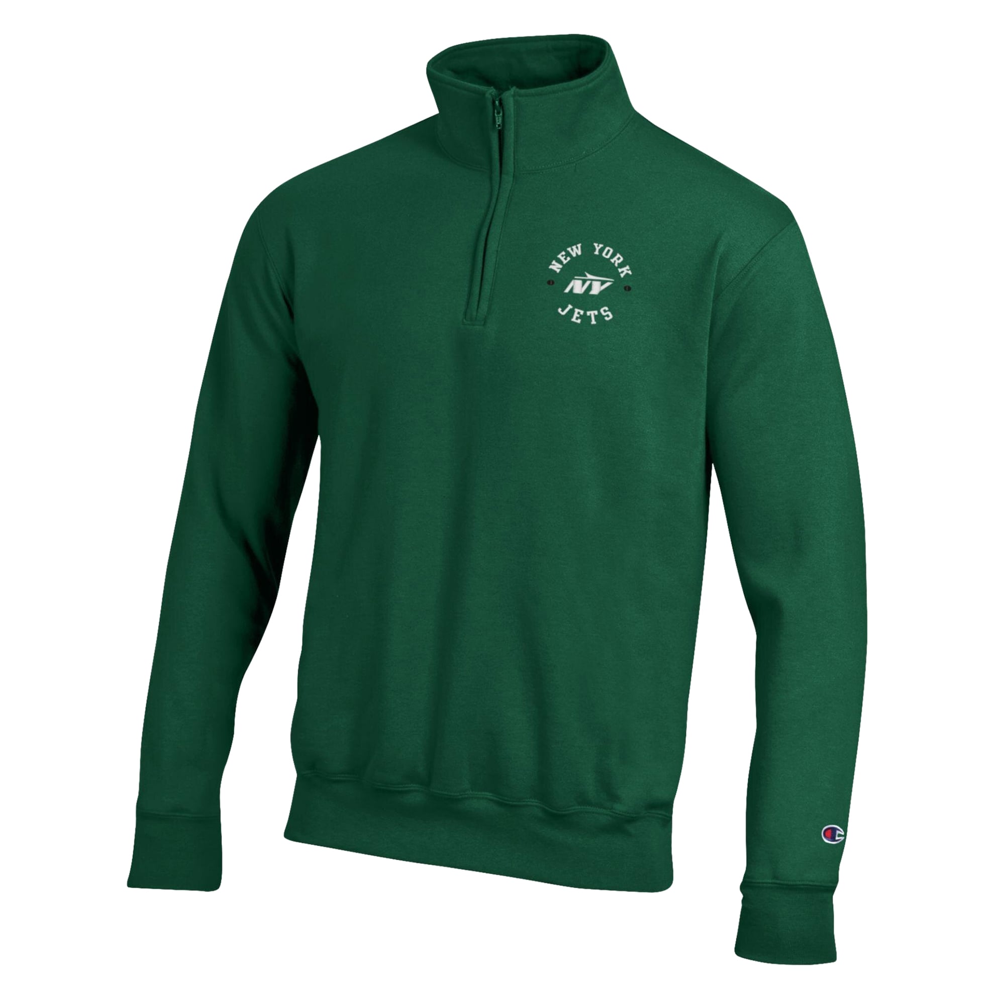 Men's Champion Green New York Jets Powerblend Quarter-Zip Pullover