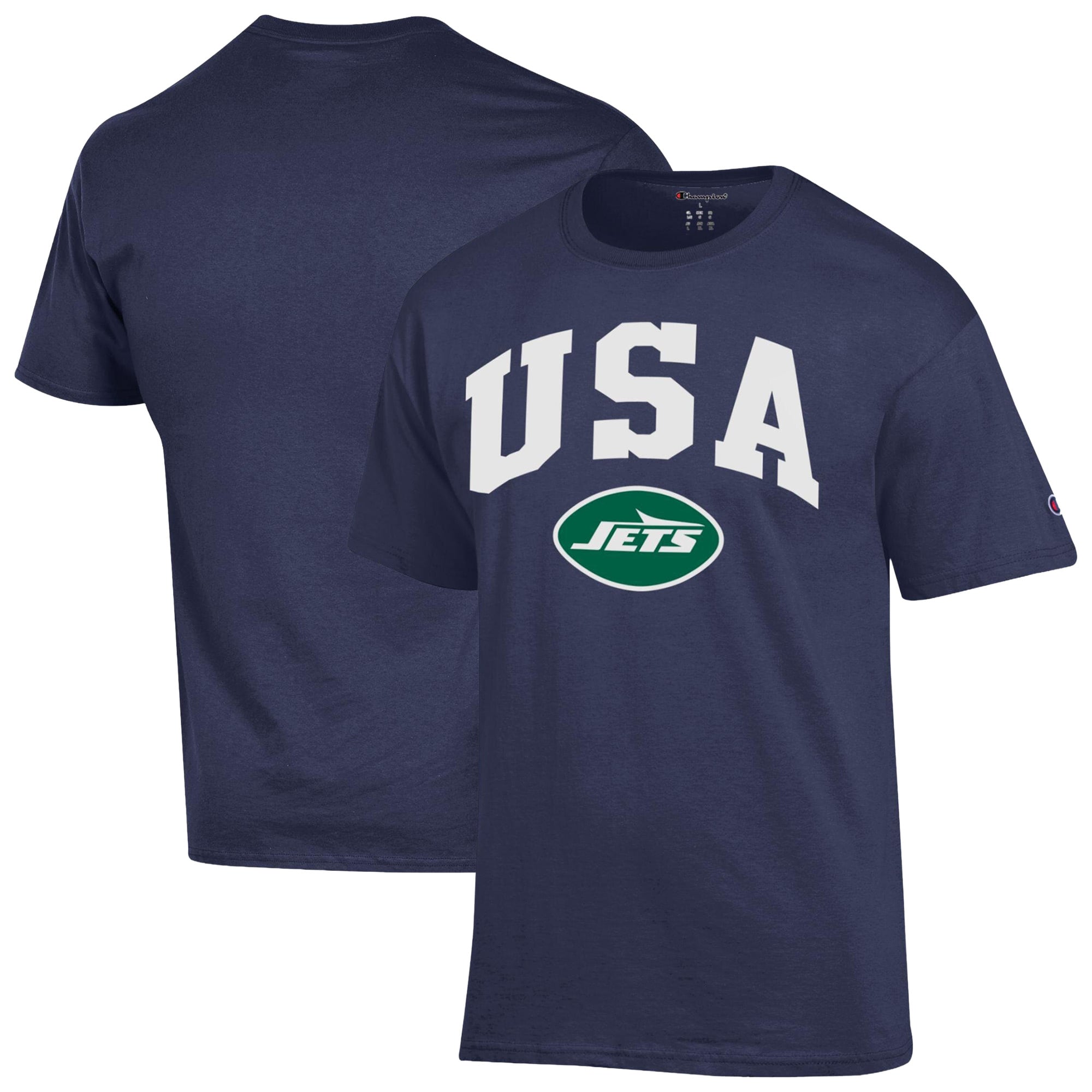 T-shirt Champion bleu marine New York Jets pour homme, style américain