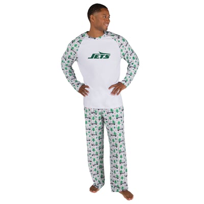 New York Jets Concepts Sport Frostbite Knit Long Sleeve Top & Pants Sleep Set - White