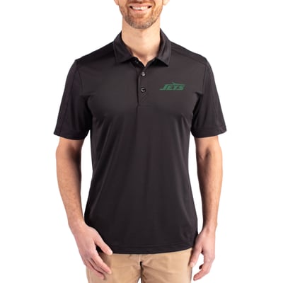 New York Jets Cutter & Buck  Primary Logo Prospect Eco Textured Stretch Recycled Polo - Black