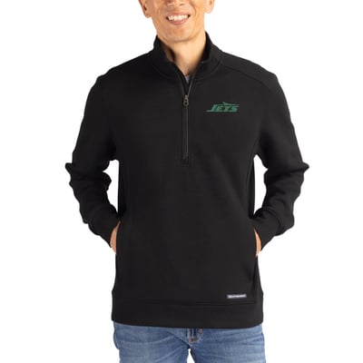 New York Jets Cutter & Buck Primary Logo Roam Eco Recycled Quarter-Zip Pullover Top - Black
