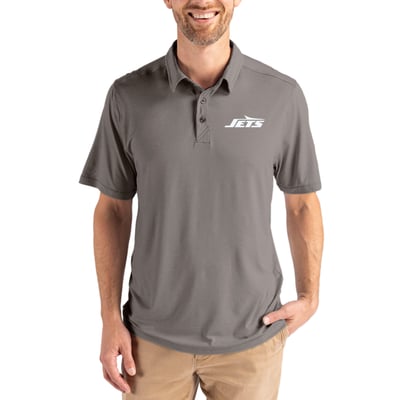 New York Jets Cutter & Buck Monochromatic Logo Coastline Epic Comfort Eco Recycled Polo - Gray