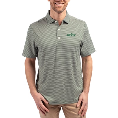 New York Jets Cutter & Buck Primary Logo Forge Eco Double Stripe Stretch Recycled Polo - Green