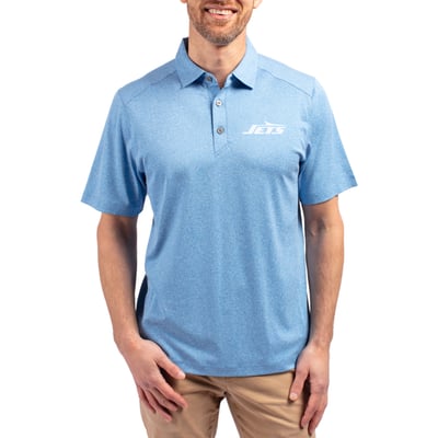 New York Jets Cutter & Buck Forge Eco Stretch Recycled Polo - Heather Powder Blue