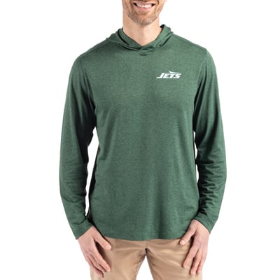 New York Jets Cutter & Buck Primary Logo Coastline Epic Comfort Eco Recycled Long Sleeve Hoodie T-Shirt - Hunter Green