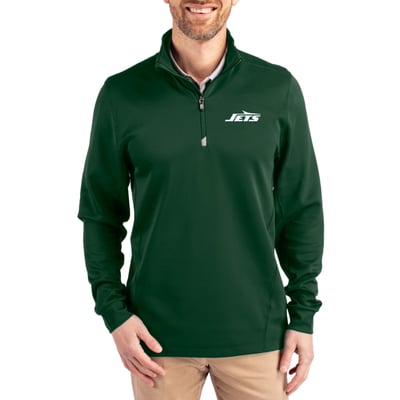 New York Jets Cutter & Buck Primary Logo Traverse Stretch Quarter-Zip Top - Hunter Green