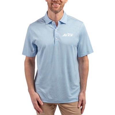 New York Jets Cutter & Buck Forge Eco Double Stripe Stretch Recycled Polo - Powder Blue