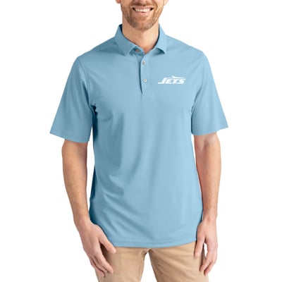  New York Jets Cutter & Buck Virtue Eco Pique Recycled Polo - Powder Blue