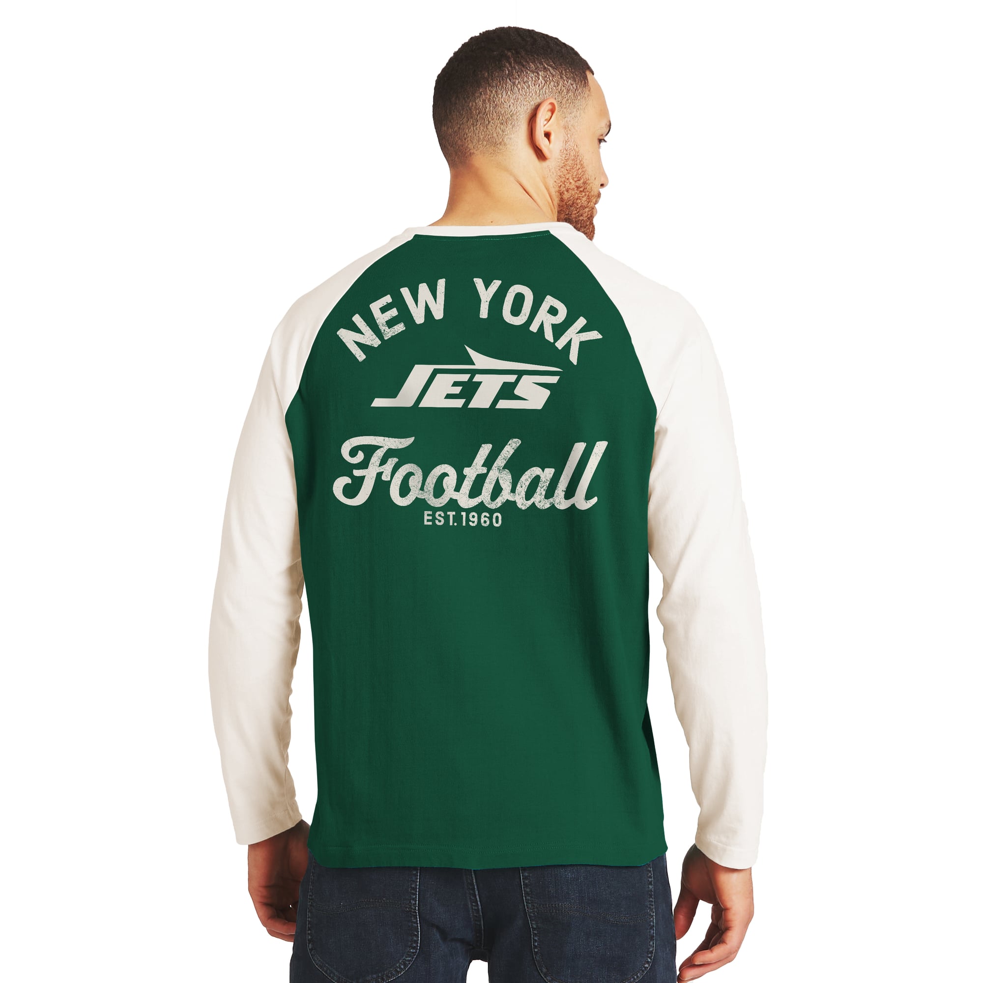 Collection Darius Rucker pour homme par Fanatics - T-shirt Henley à manches longues vert et blanc des New York Jets
