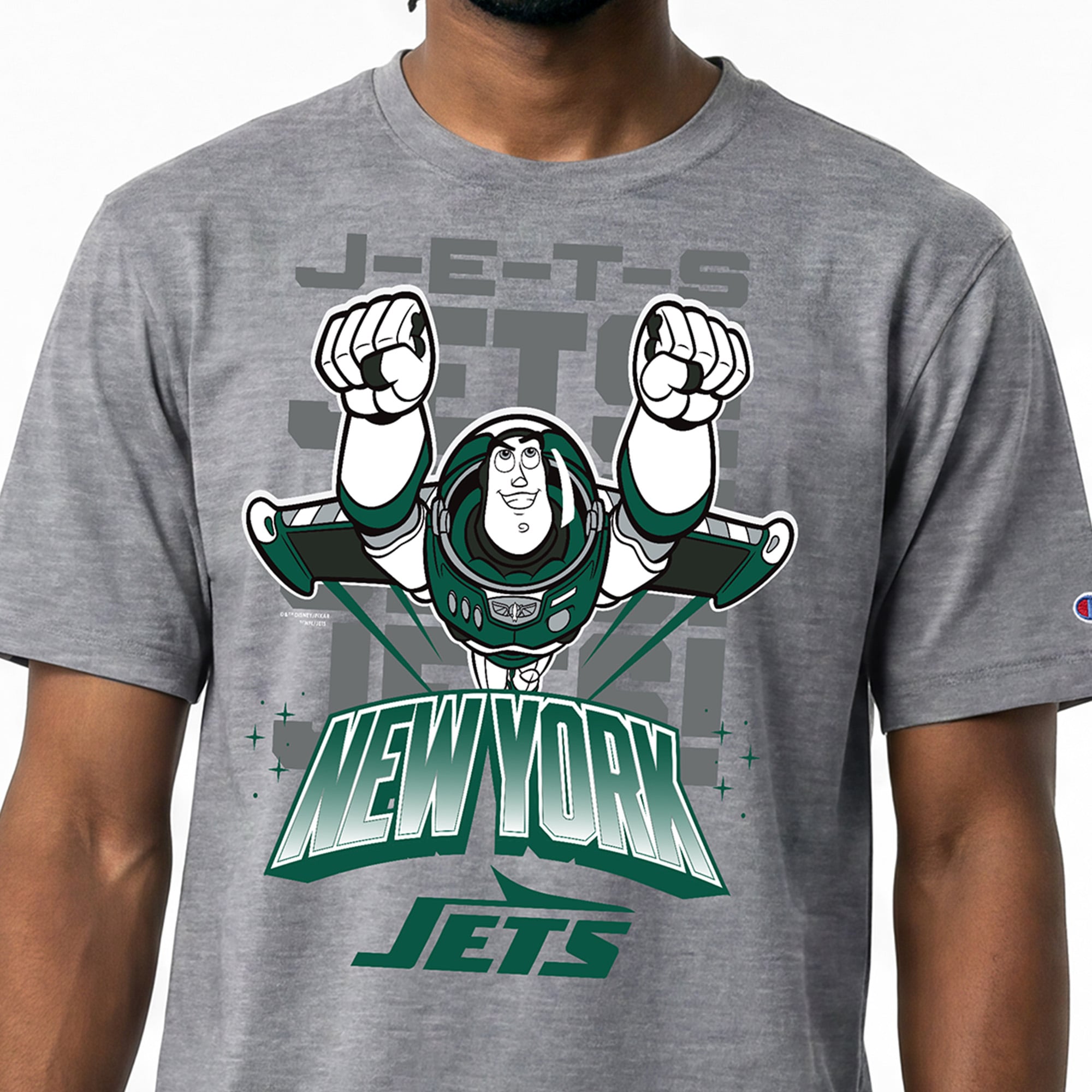 T-shirt homme Disney x Champion gris New York Jets Buzz Lightyear All-Star