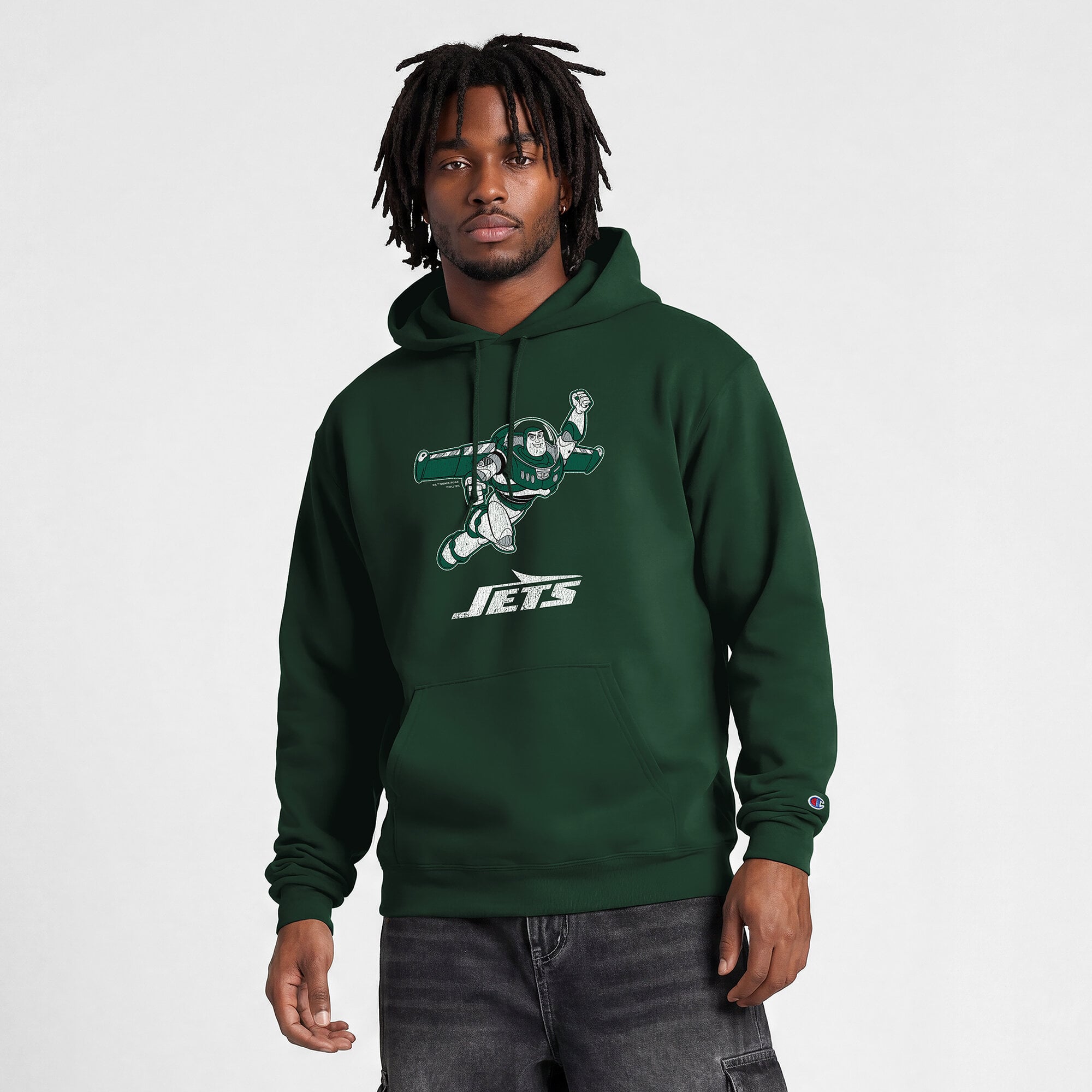 Sweat-shirt à capuche intégral vert New York Jets Disney x Champion pour homme