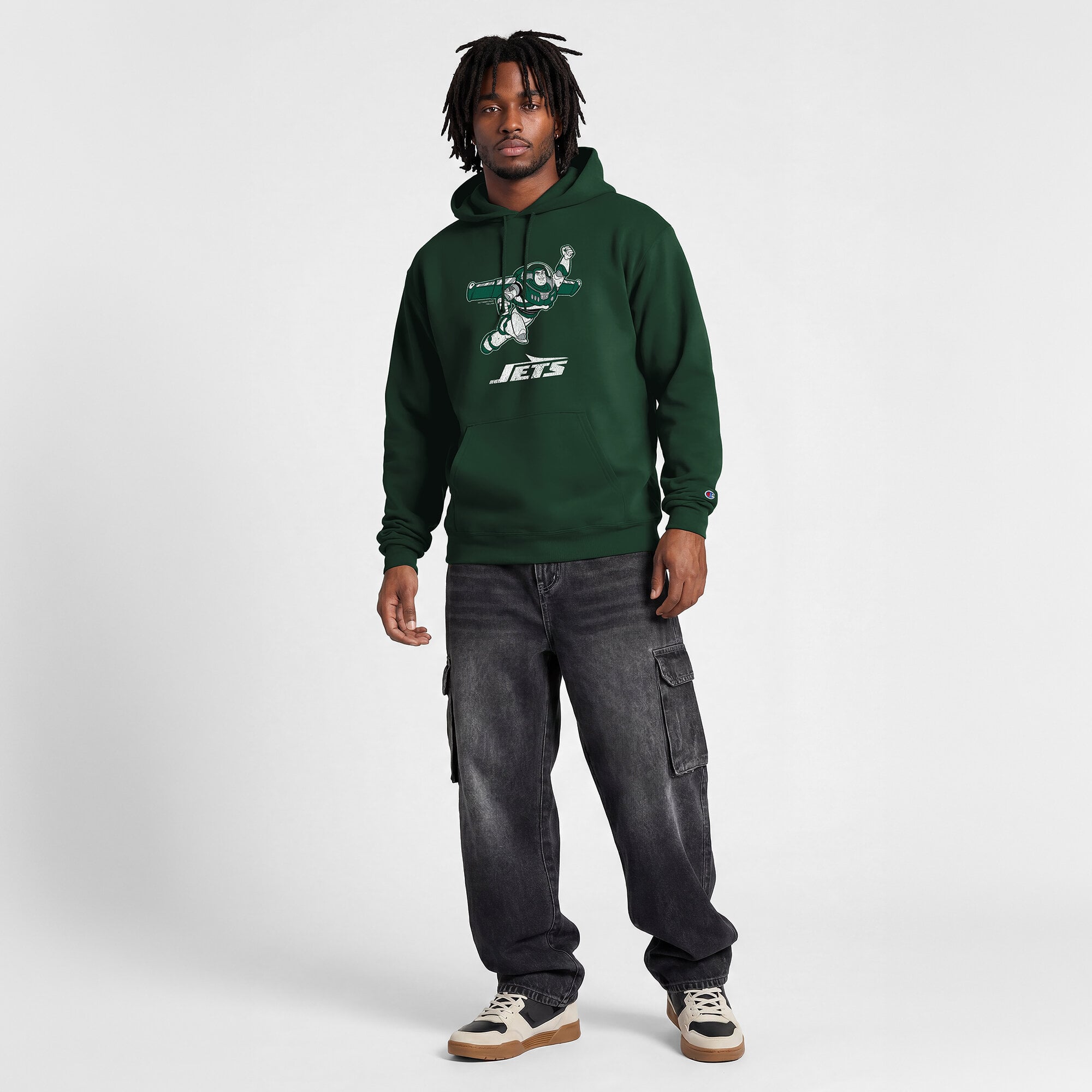 Sweat-shirt à capuche intégral vert New York Jets Disney x Champion pour homme