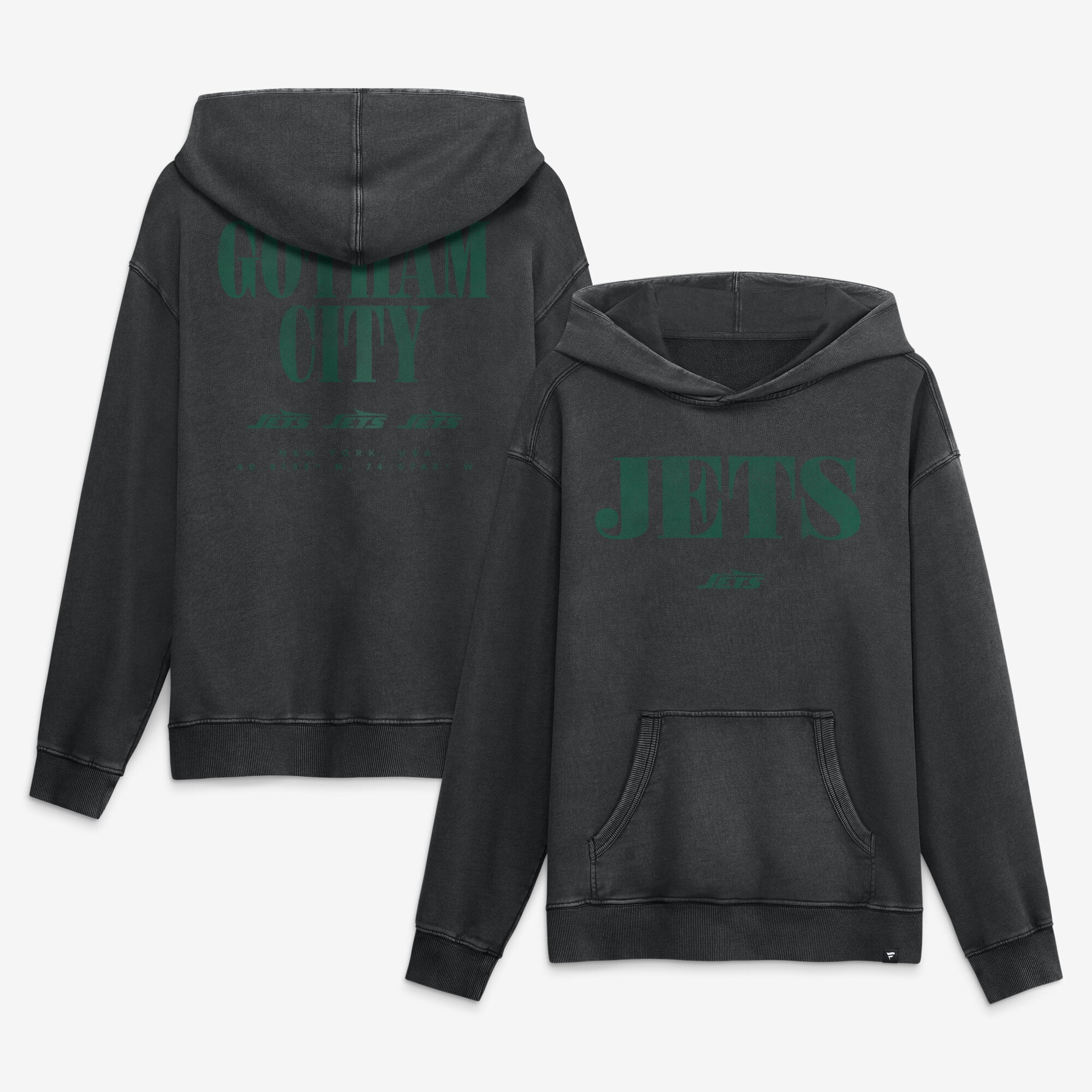 Men's Fanatics Black New York Jets Relaxed Intense Rivalry French Terry Hoodie