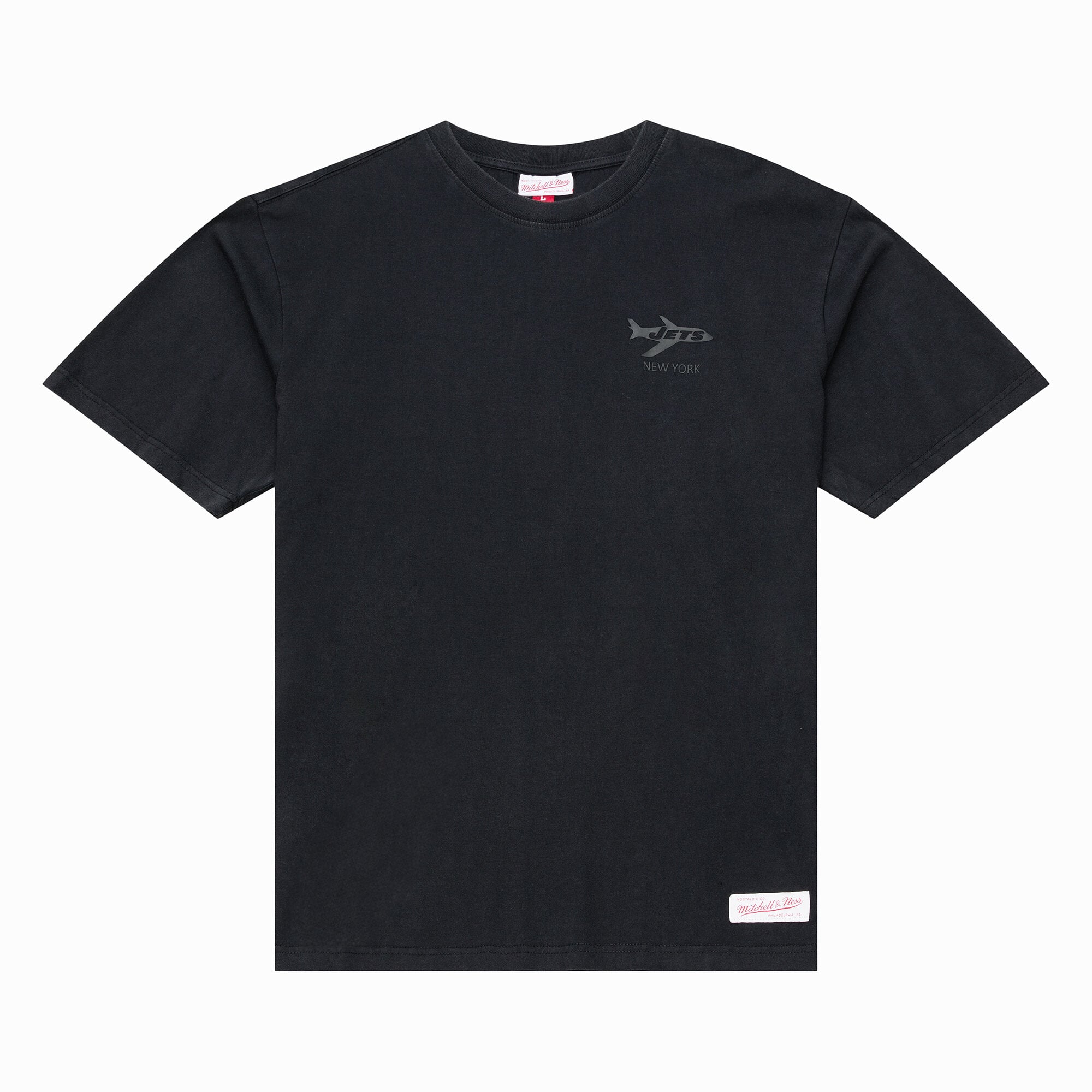 T-shirt Mitchell & Ness noir pour homme, New York Jets Core Essentials, micro-logo