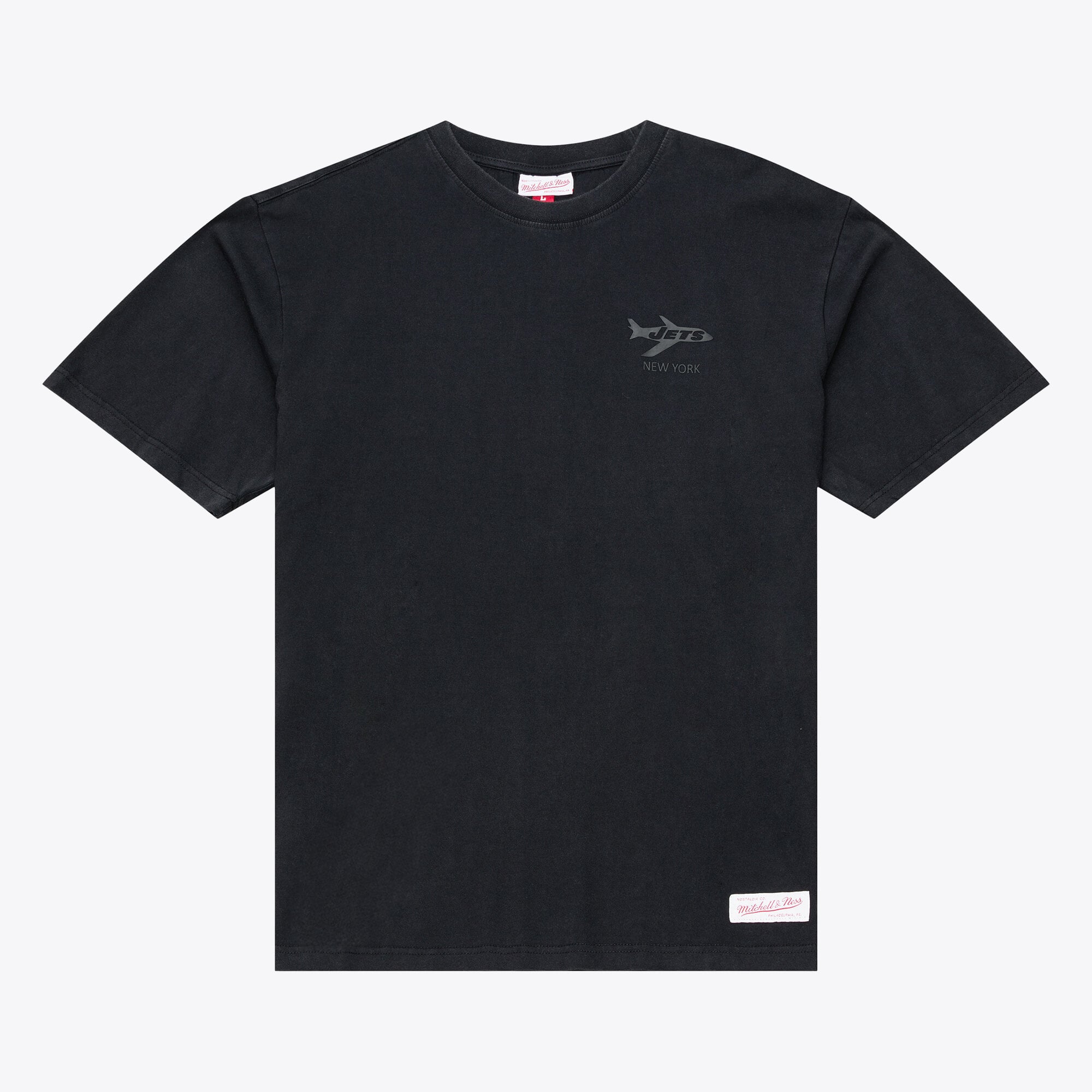 T-shirt Mitchell & Ness noir pour homme, New York Jets Core Essentials, micro-logo