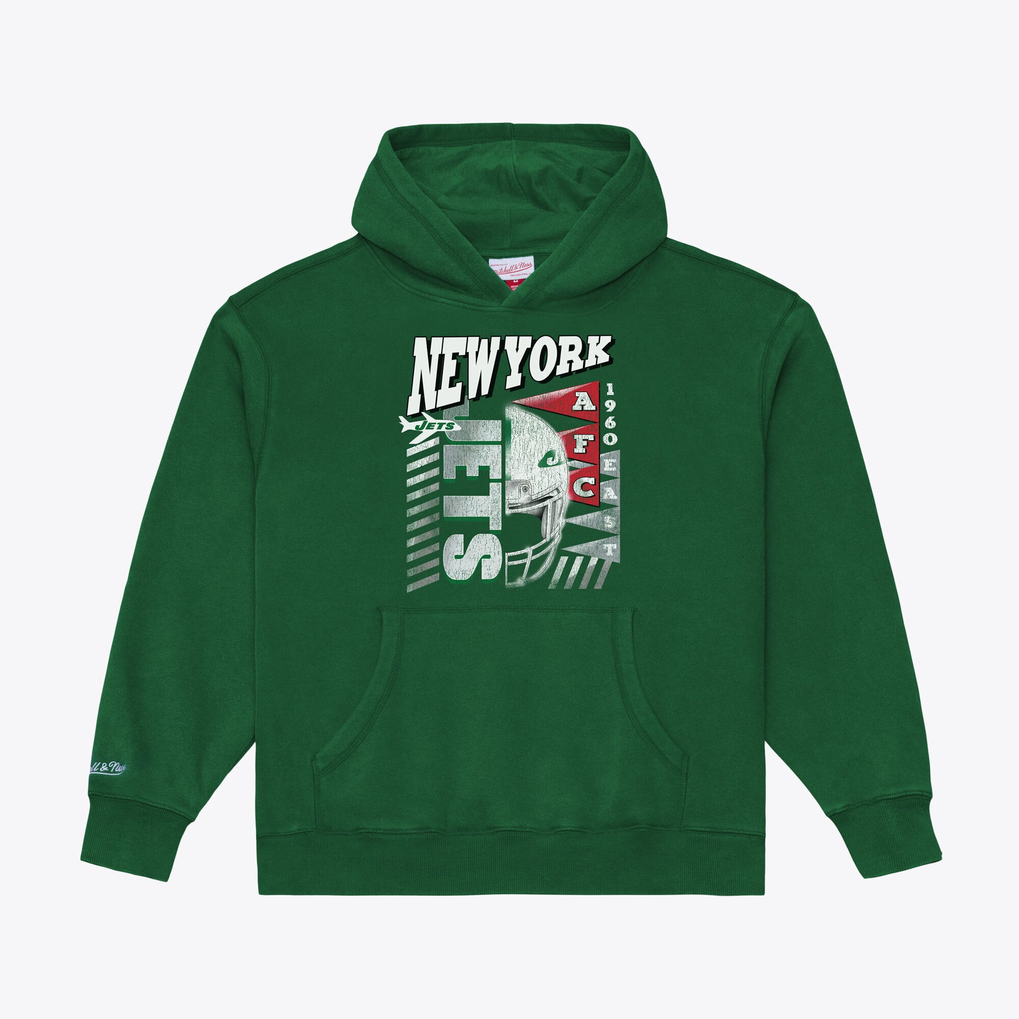 Sweat à capuche en polaire Mitchell & Ness vert New York Jets Core Essentials Street Graphic pour homme