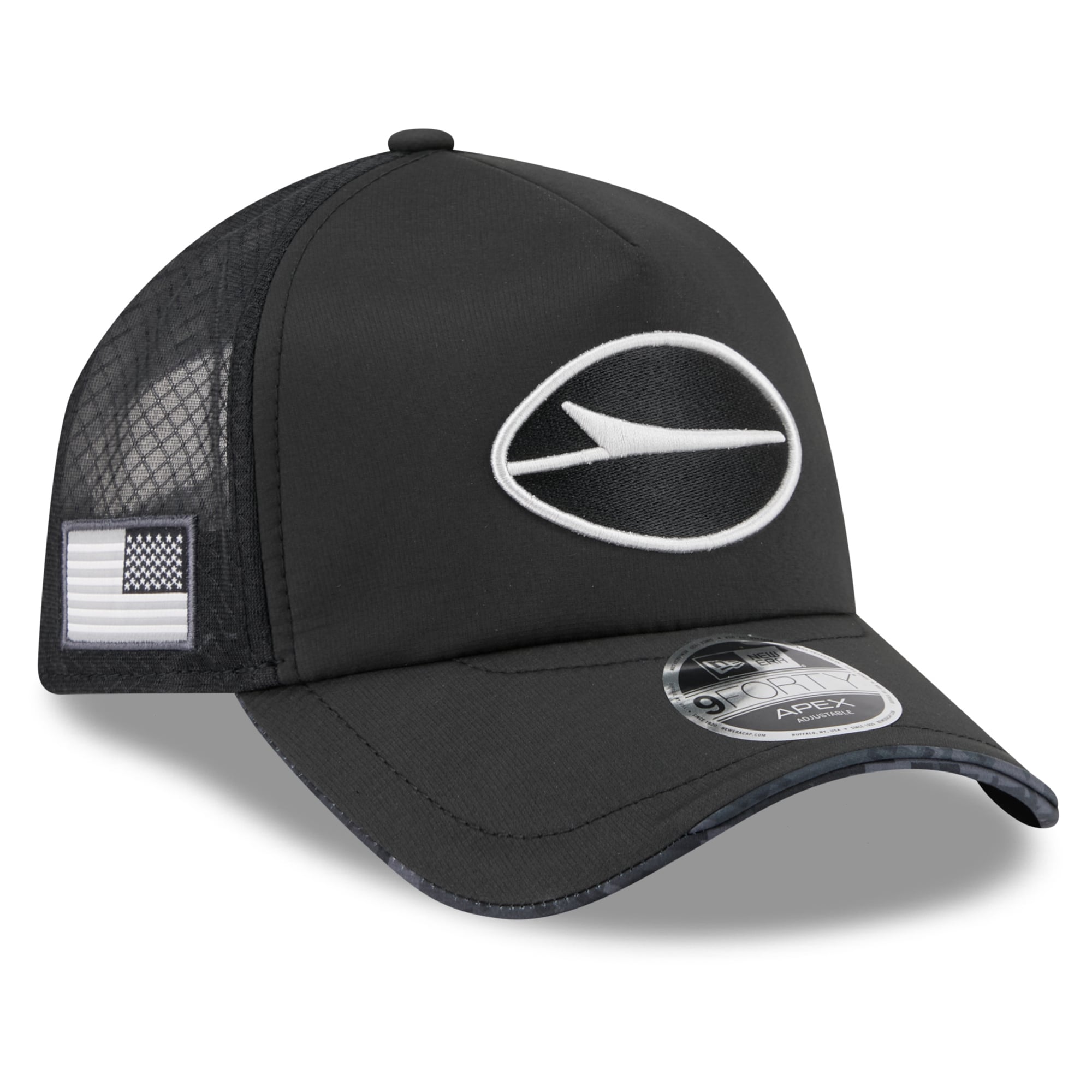 Men's New Era Black New York Jets 2026 Salute To Service Apex 9FORTY Adjustable Trucker Hat