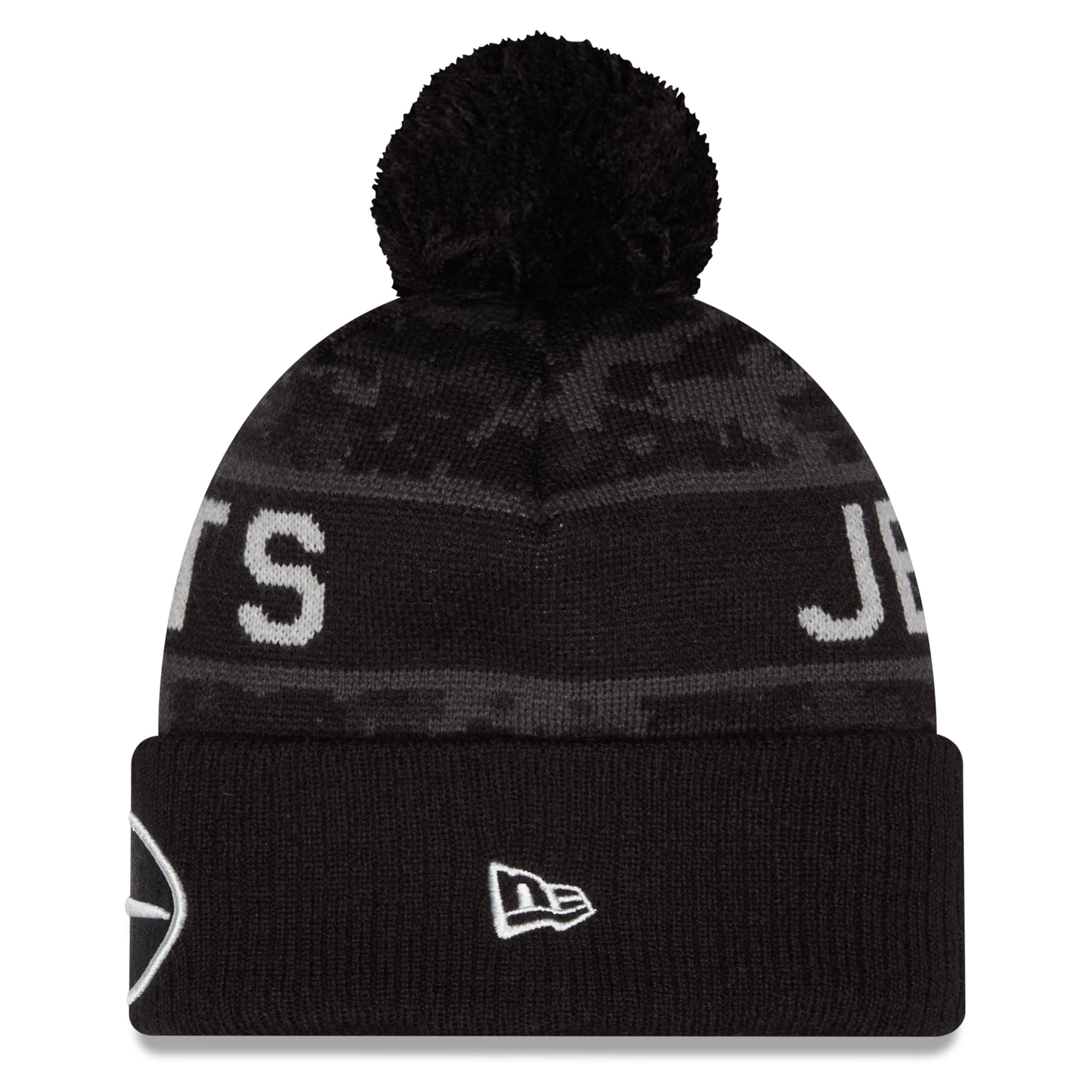 Men's New Era Black New York Jets 2026 Salute To Service Cuffed Knit Hat with Pom