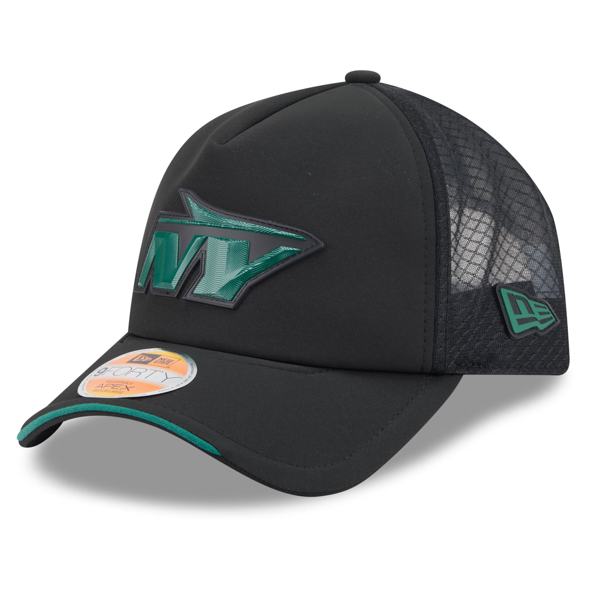 Casquette trucker ajustable New Era noire New York Jets 2026 Sideline Apex 9FORTY pour homme