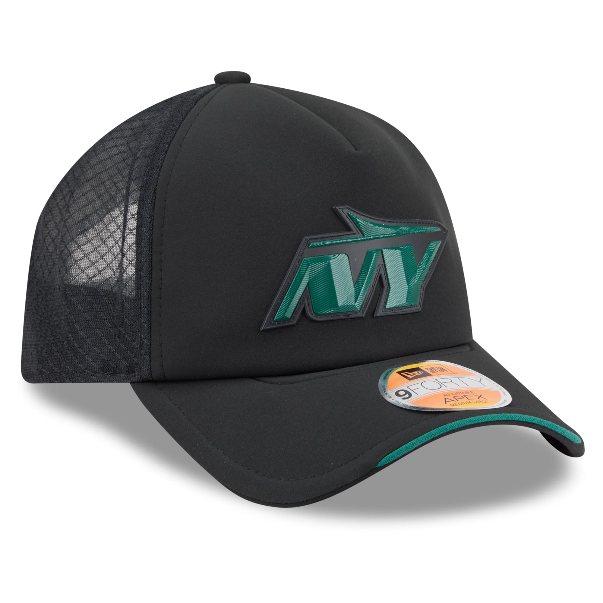 Casquette trucker ajustable New Era noire New York Jets 2026 Sideline Apex 9FORTY pour homme