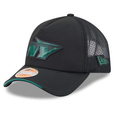 New York Jets New Era 2026 Sideline Apex 9FORTY Adjustable Trucker Hat - Black