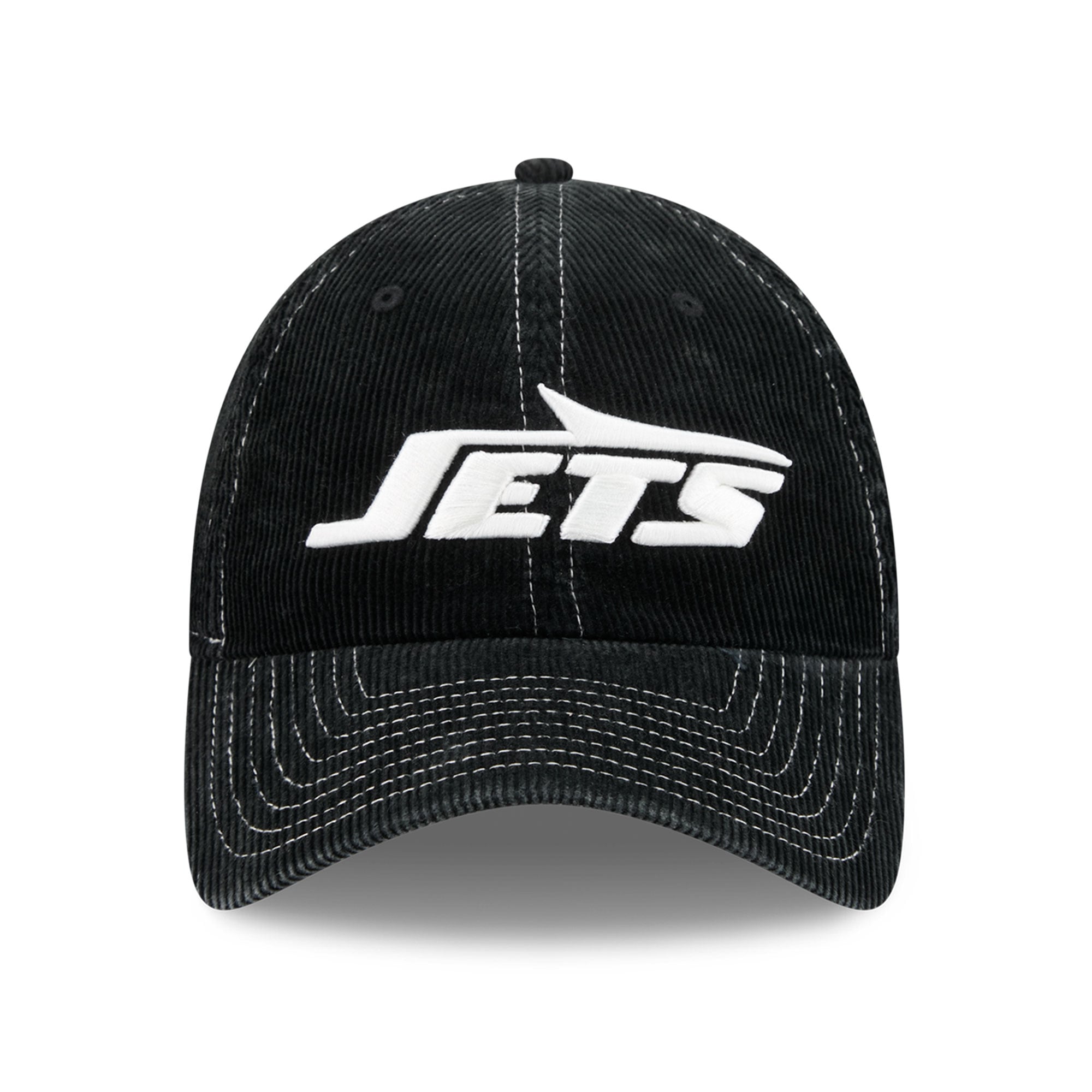 Casquette New Era noire pour homme, New York Jets, en velours côtelé, style classique décontracté et ajustable