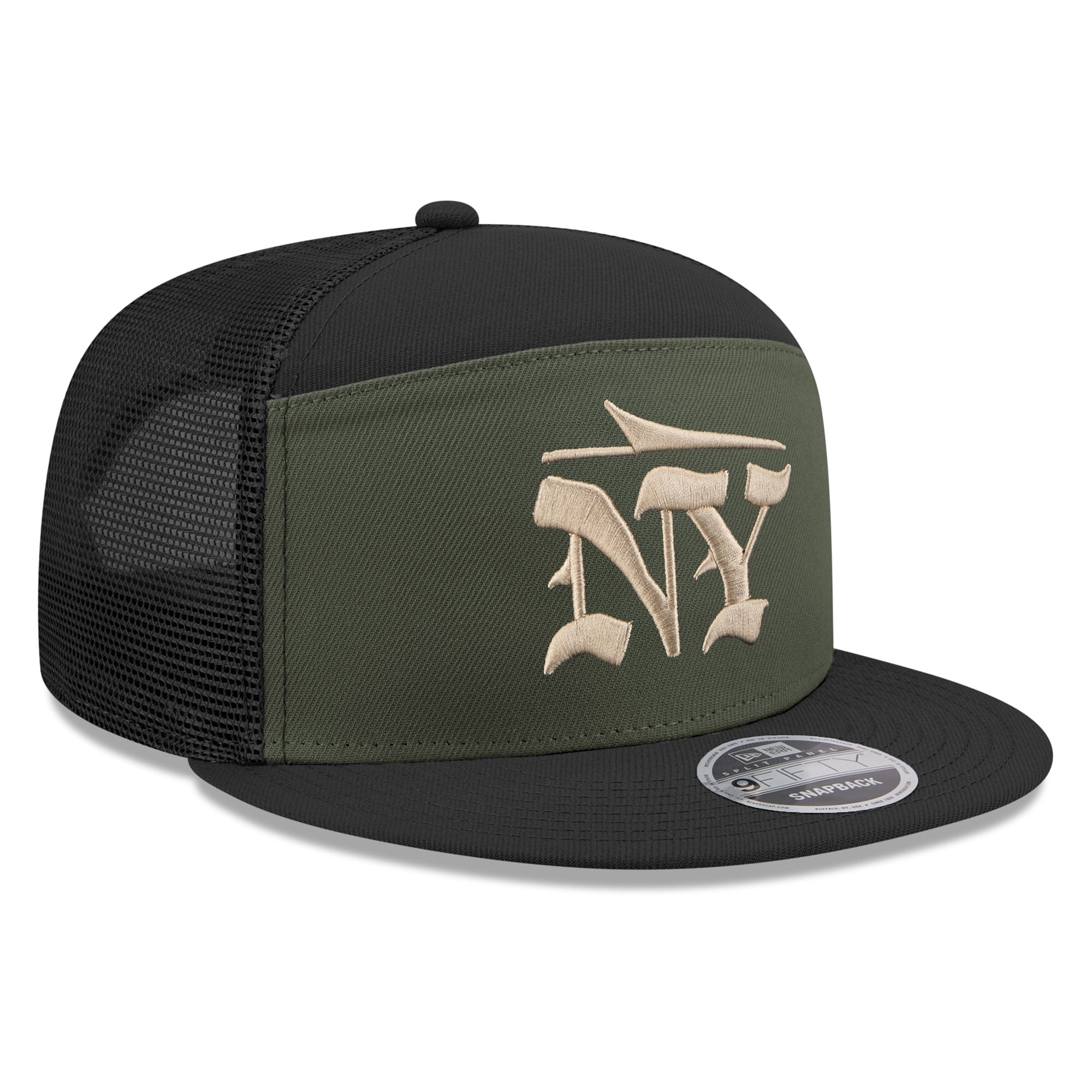 Men's New Era  Black New York Jets Rivalries Collection Team Split Panel 9FIFTY Snapback Hat