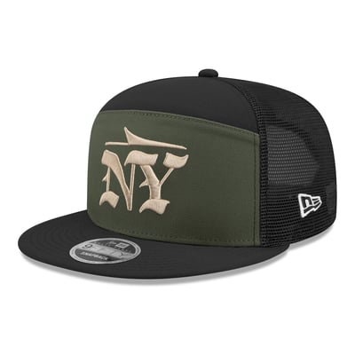  New York Jets New Era Rivalries Collection Team Split Panel 9FIFTY Snapback Hat - Black