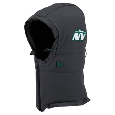 New York Jets New Era 2026 Sideline Cold Weather  Adjustable Quilted Hood - Charcoal