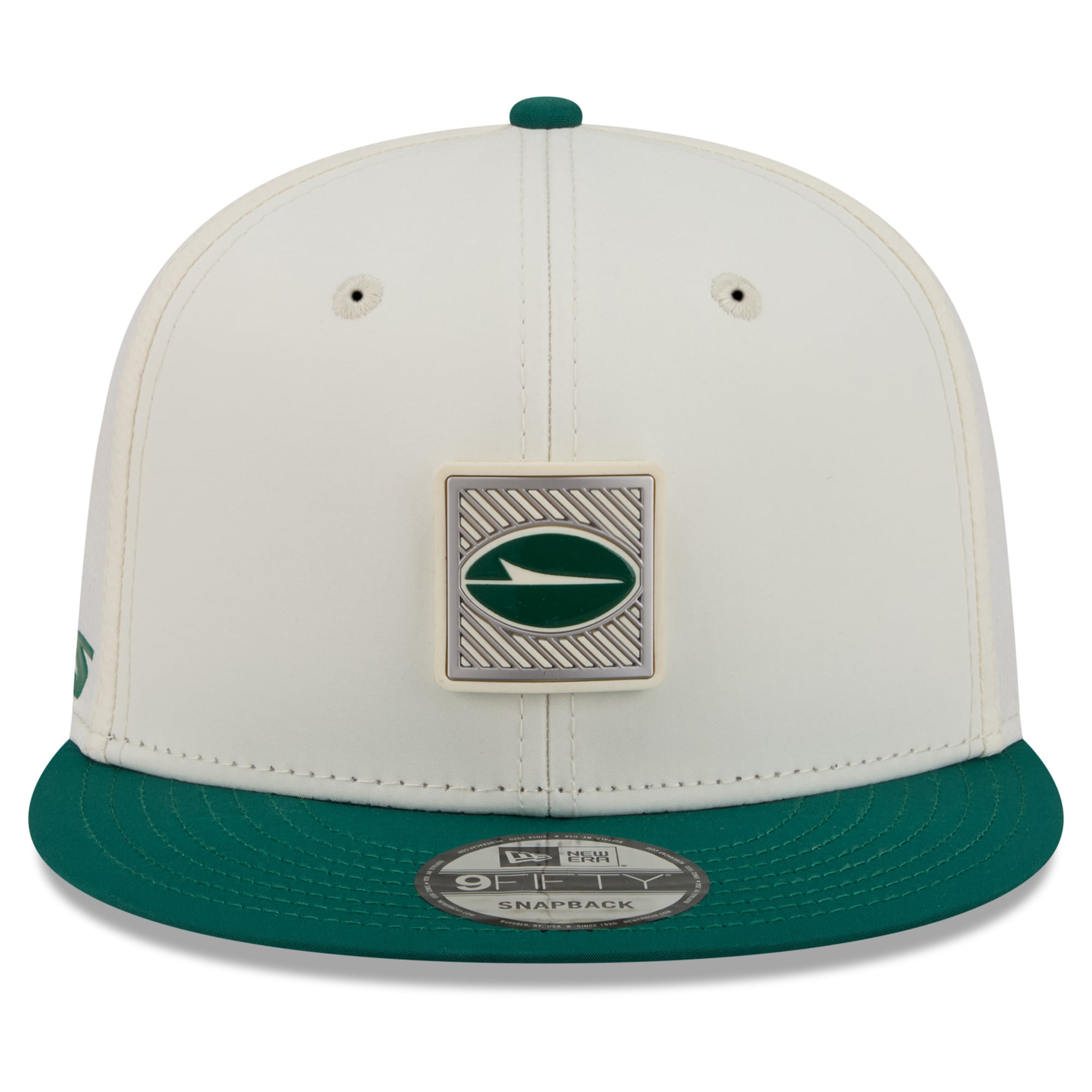 Casquette snapback New Era crème/verte pour homme New York Jets, camp d'entraînement NFL 2026, modèle 9FIFTY