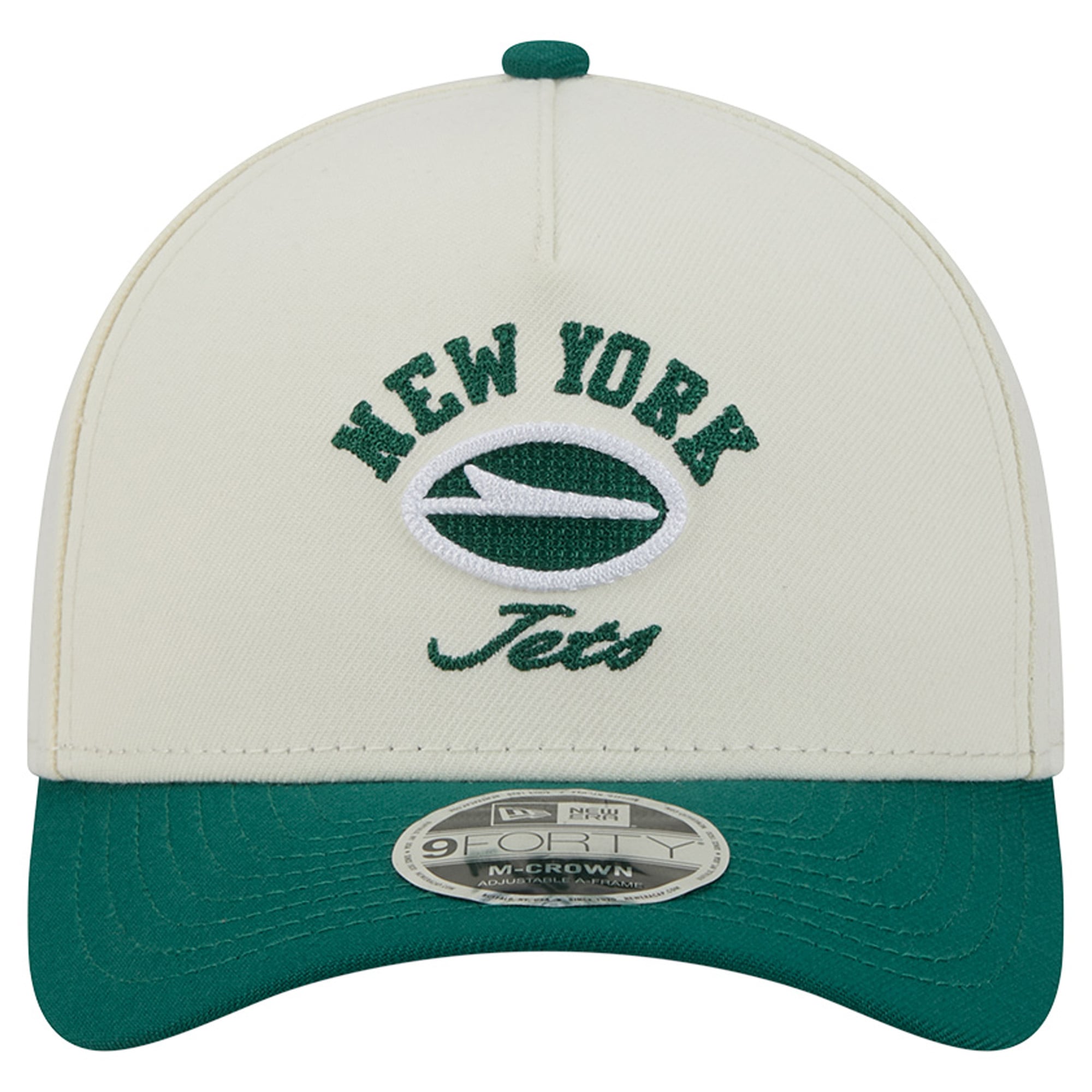 Casquette ajustable New Era crème/verte New York Jets Arch 9FORTY A-Frame M-Crown pour homme