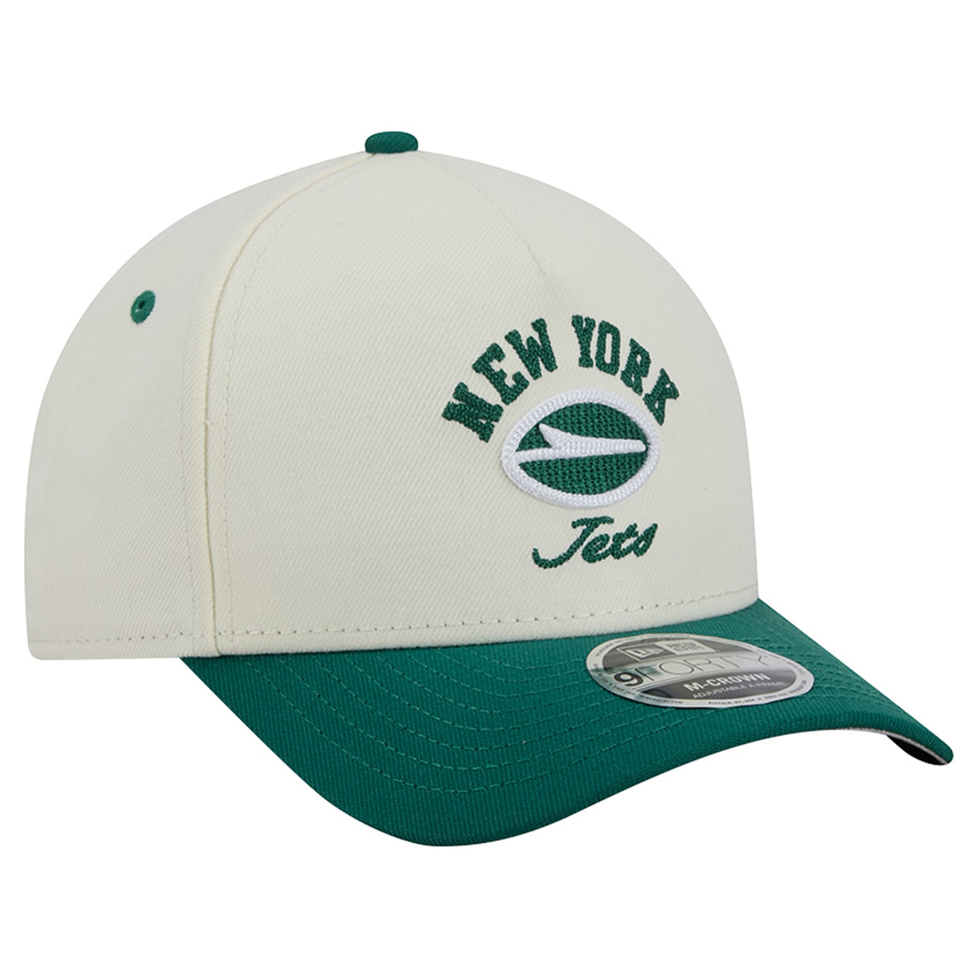 Casquette ajustable New Era crème/verte New York Jets Arch 9FORTY A-Frame M-Crown pour homme