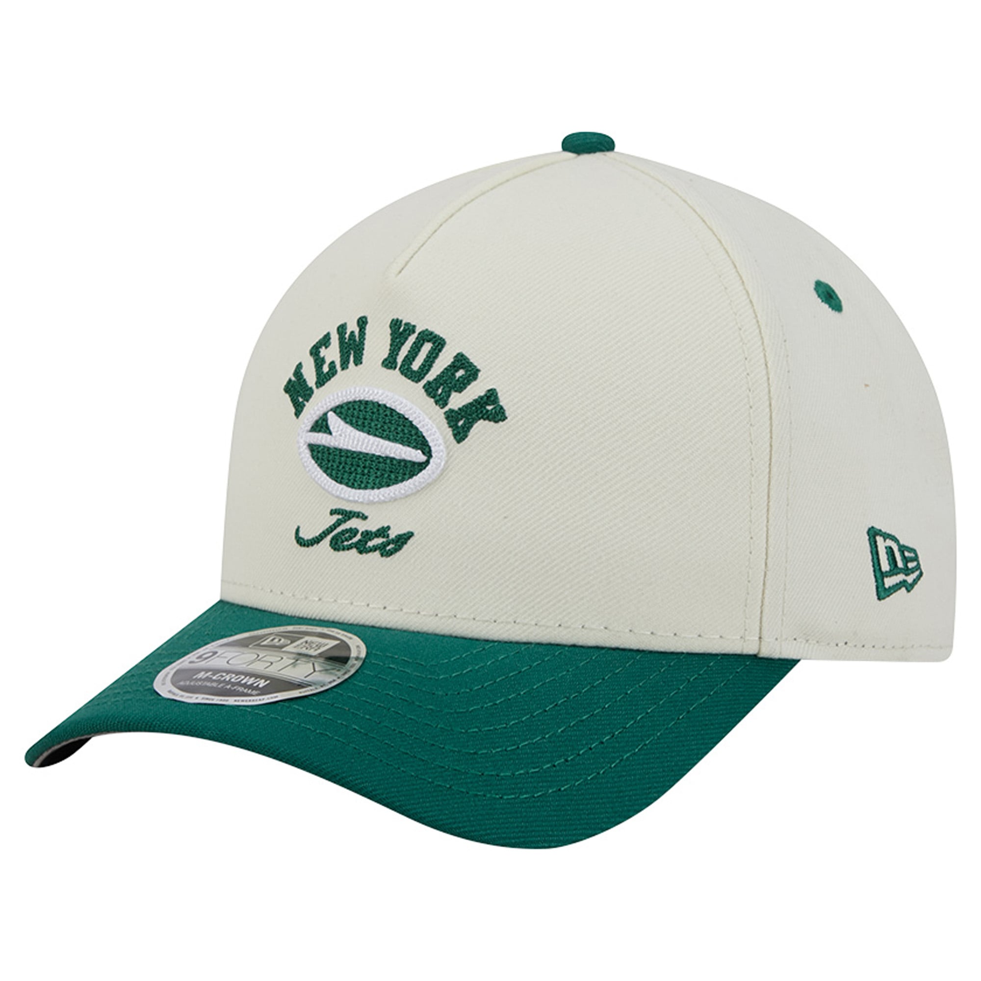 Casquette ajustable New Era crème/verte New York Jets Arch 9FORTY A-Frame M-Crown pour homme