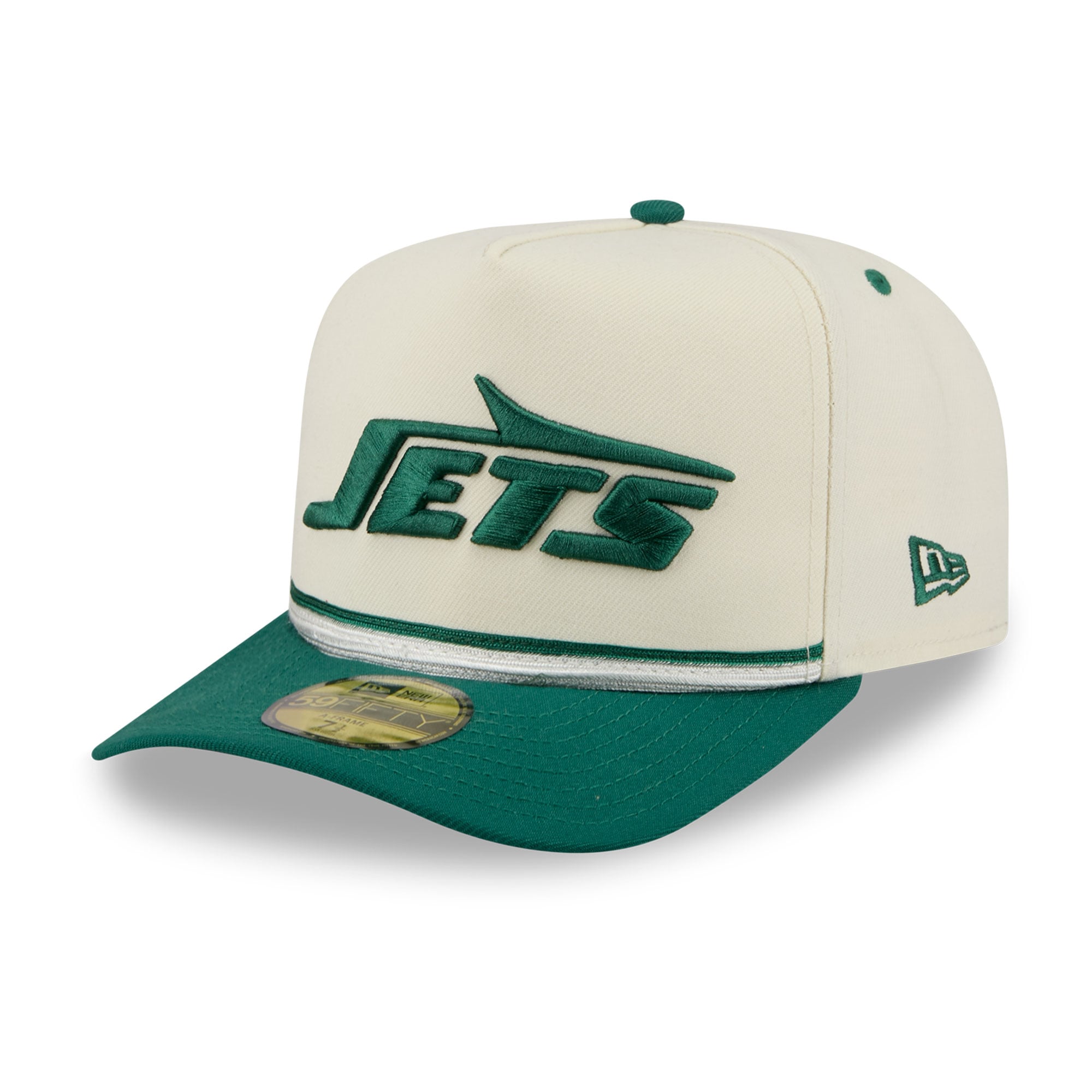 Men's New Era Cream/Green York Jets Vintage A-Frame 59FIFTY Fitted Hat
