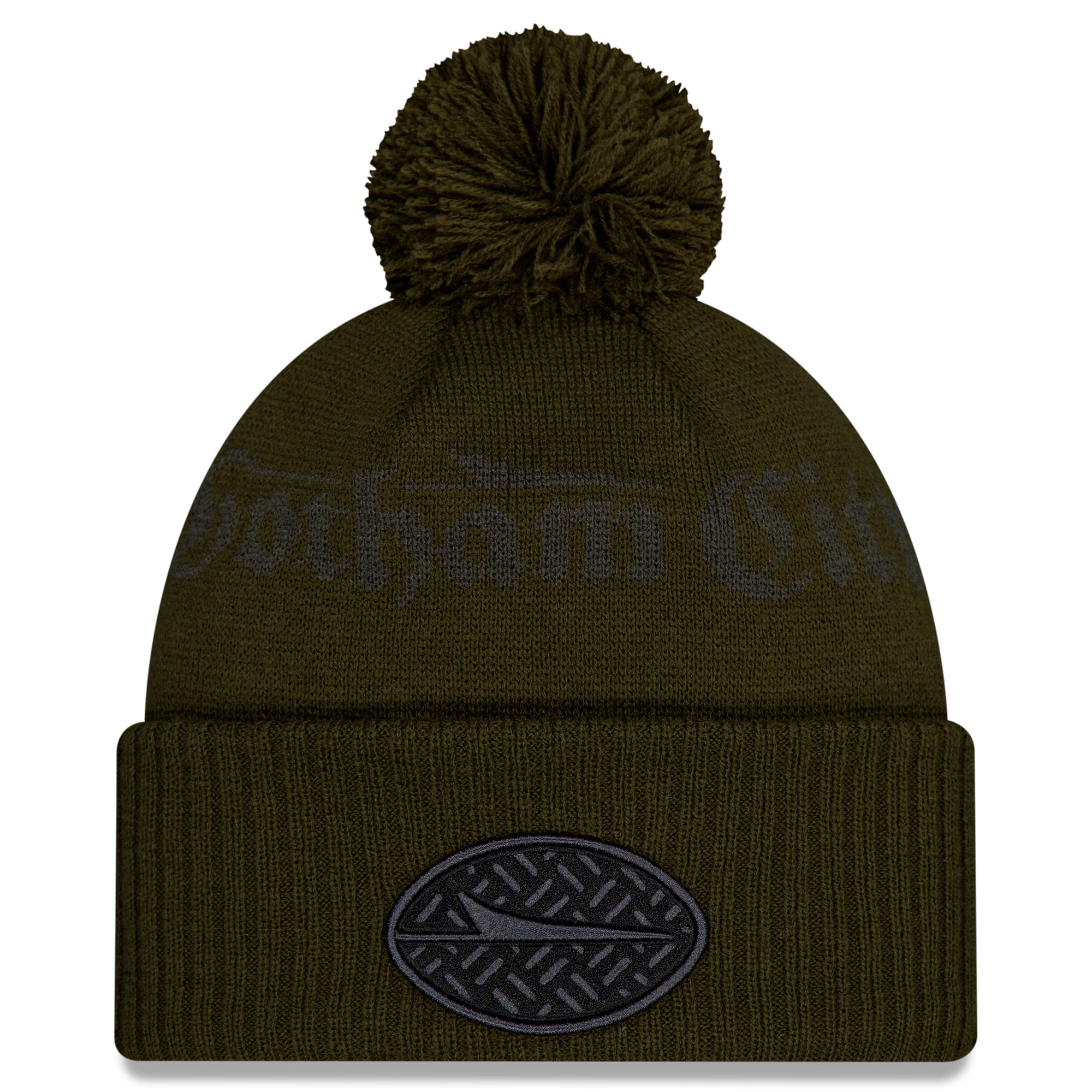 Men's New Era Dark Green New York Jets Rivalries Collection Sideline Cuffed Knit Hat with Pom