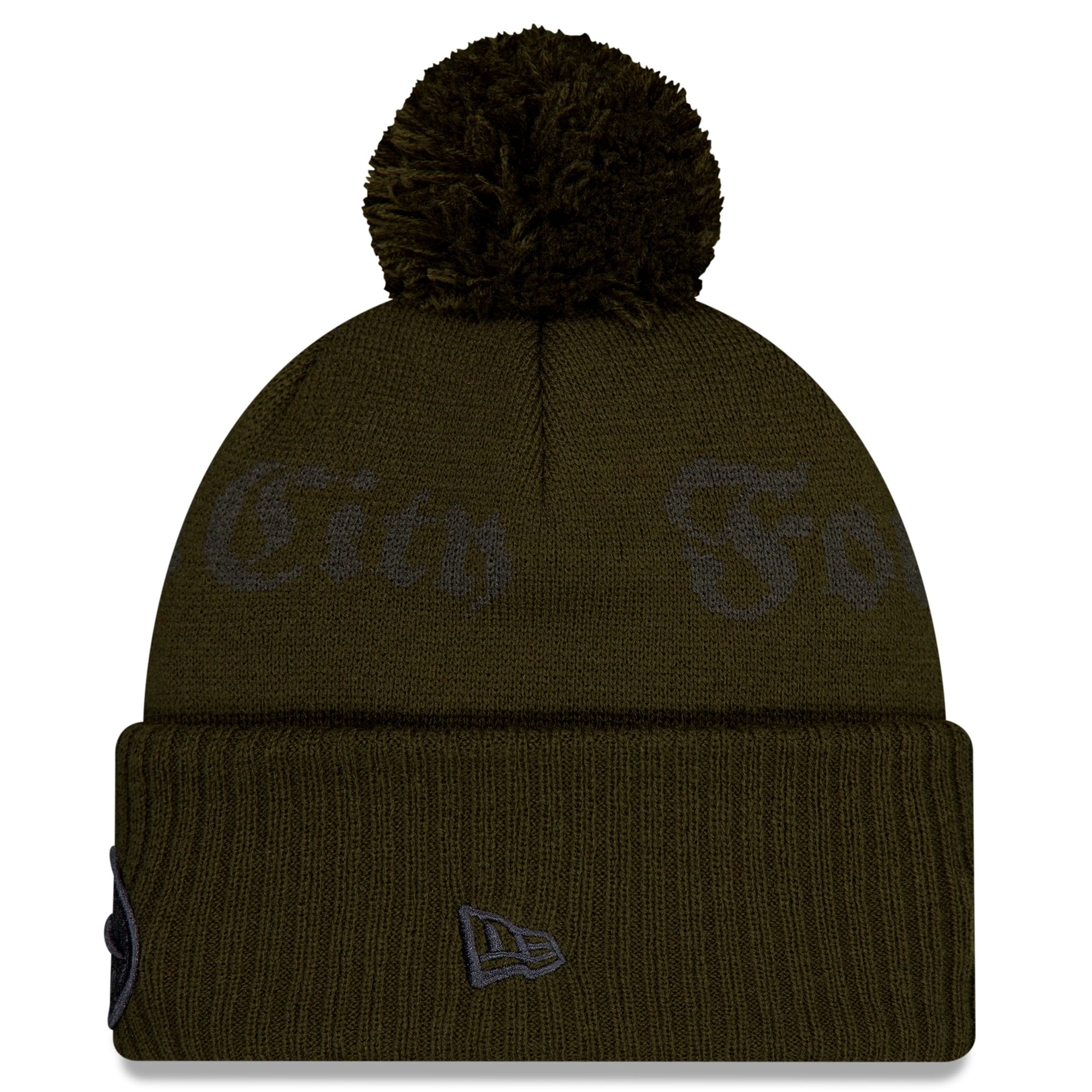 Men's New Era Dark Green New York Jets Rivalries Collection Sideline Cuffed Knit Hat with Pom