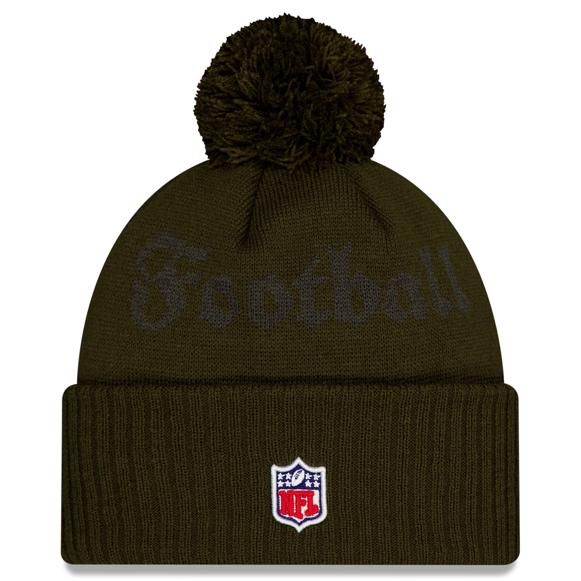 Men's New Era Dark Green New York Jets Rivalries Collection Sideline Cuffed Knit Hat with Pom