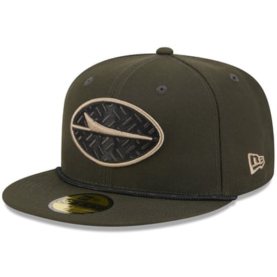  New York Jets New Era Rivalries Collection Sideline Rope 59FIFTY Fitted Hat - Dark Green