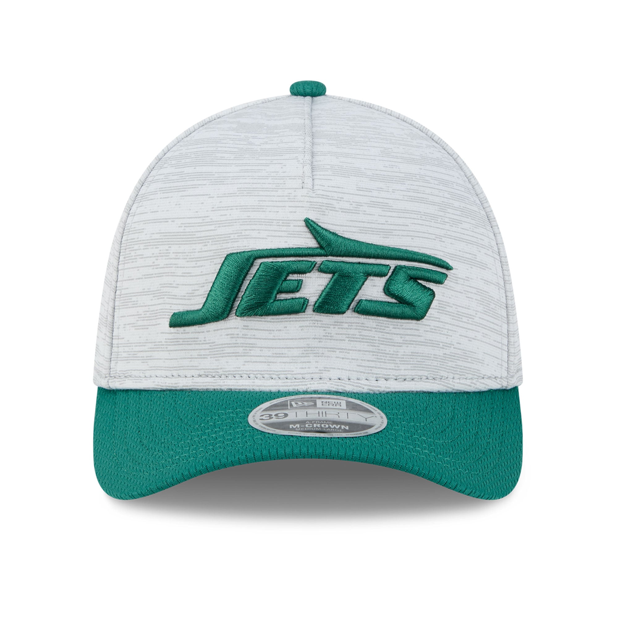 Casquette New Era Flex grise/verte York Jets Tech M-Crown A-Frame 39THIRTY pour homme