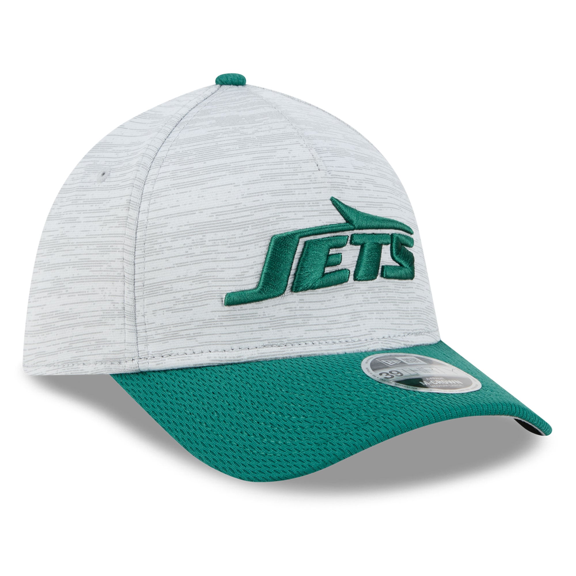Casquette New Era Flex grise/verte York Jets Tech M-Crown A-Frame 39THIRTY pour homme