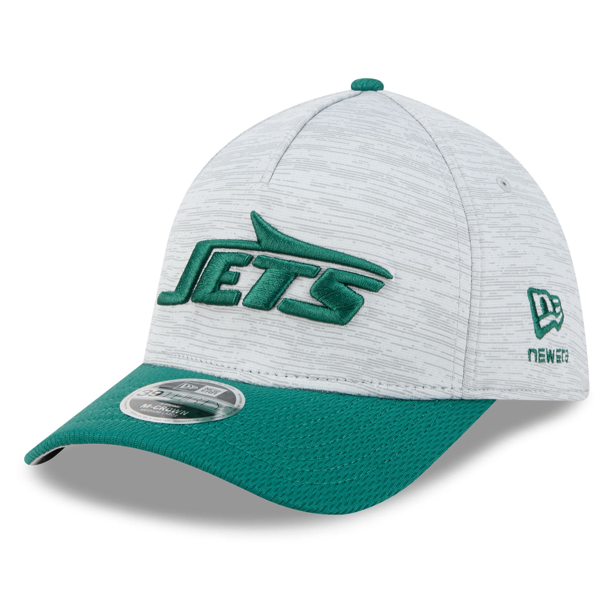 Casquette New Era Flex grise/verte York Jets Tech M-Crown A-Frame 39THIRTY pour homme