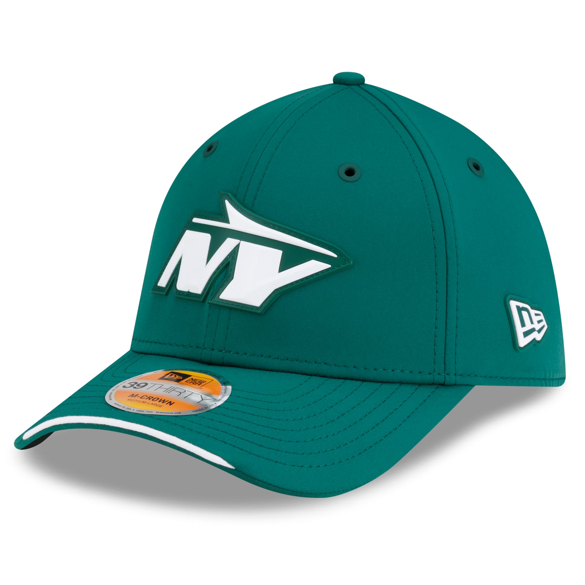 Casquette New Era verte York Jets 2026 Sideline 39THIRTY M-Crown Flex pour homme