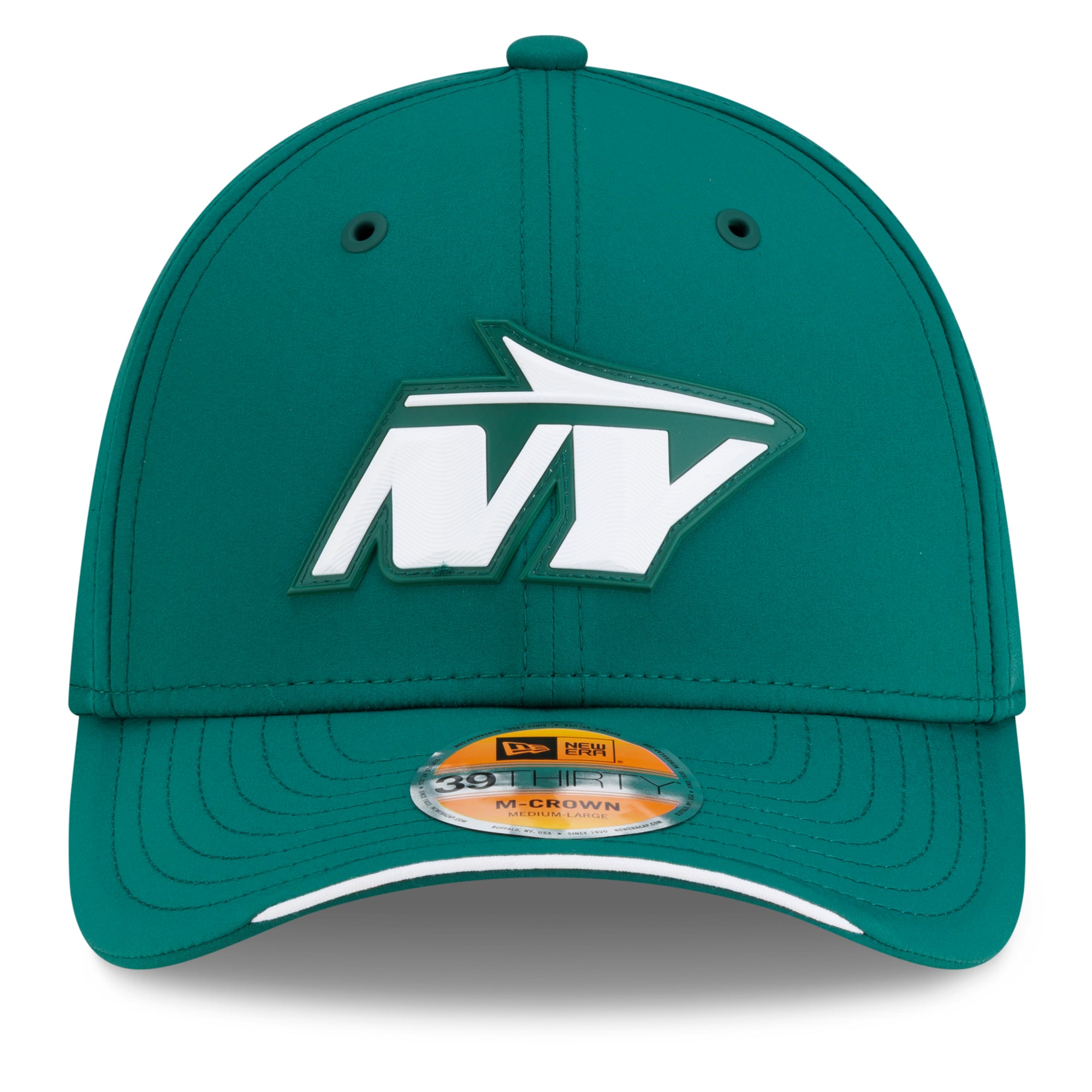Casquette New Era verte York Jets 2026 Sideline 39THIRTY M-Crown Flex pour homme