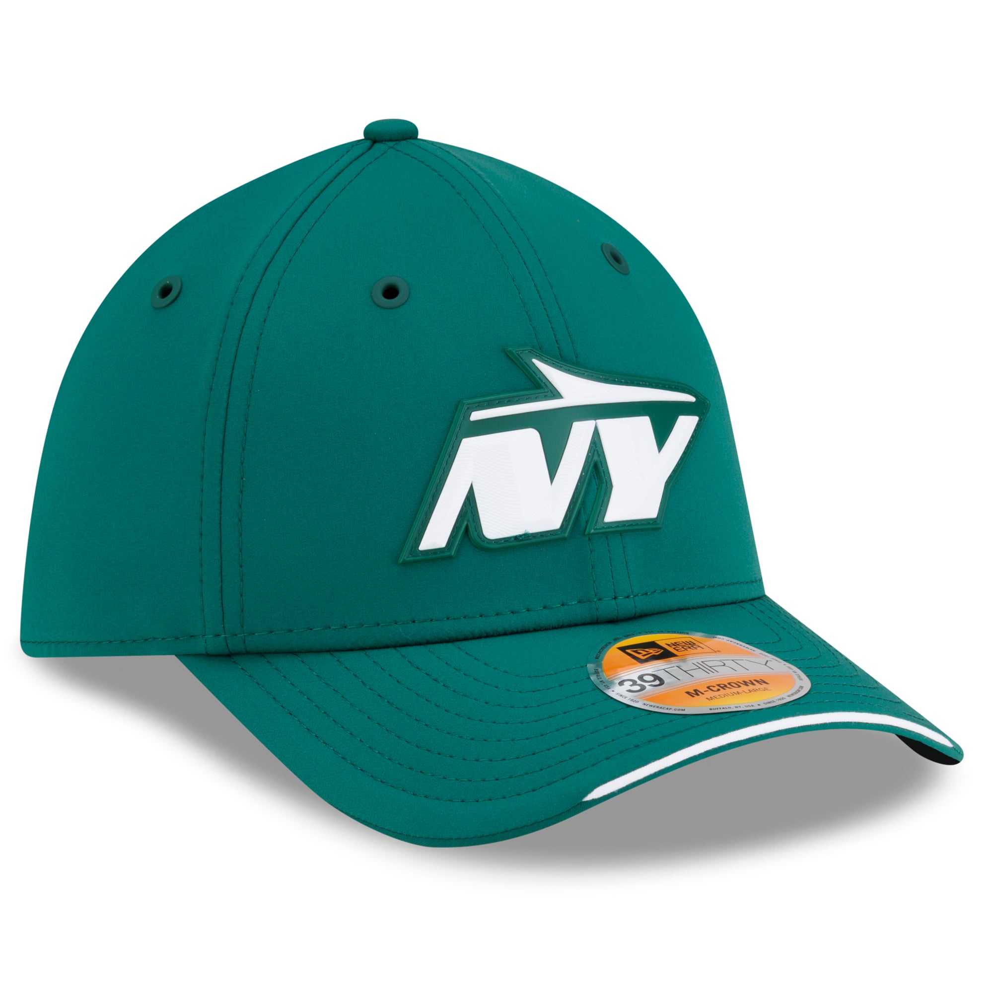 Casquette New Era verte York Jets 2026 Sideline 39THIRTY M-Crown Flex pour homme