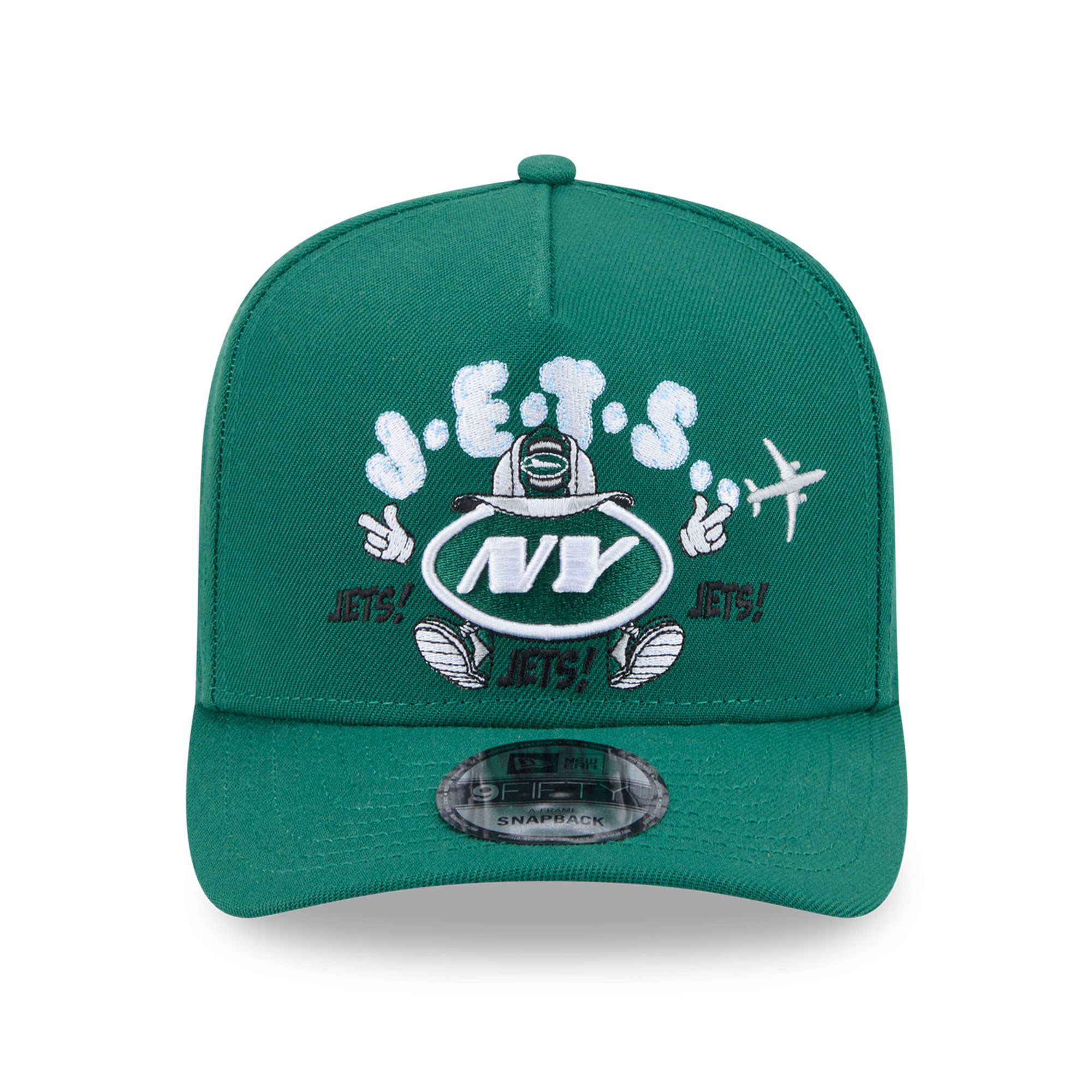 Men's New Era Green New York Jets Cartoon A-Frame 9FIFTY Snapback Hat