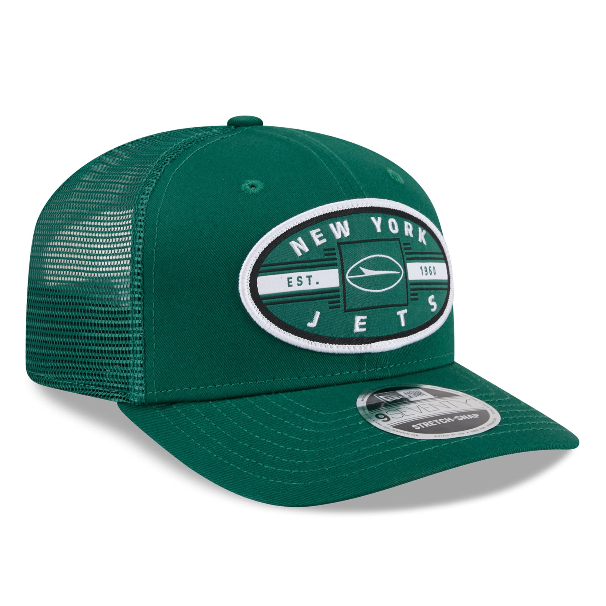 Casquette trucker New Era verte New York Jets Collegiate 9SEVENTY pour homme