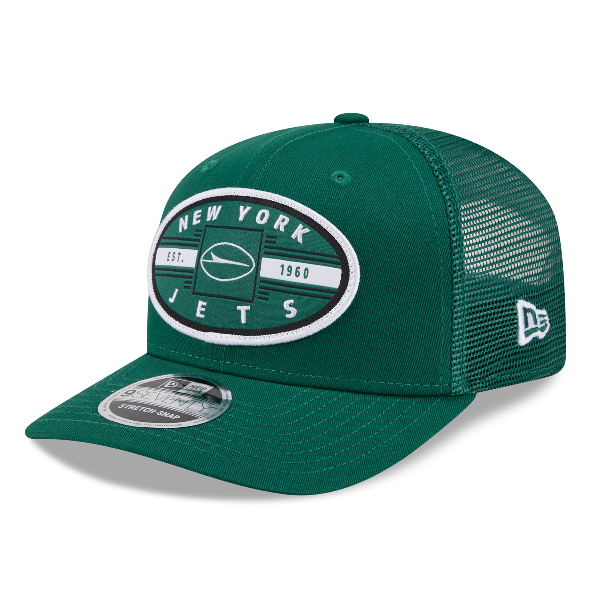 Casquette trucker New Era verte New York Jets Collegiate 9SEVENTY pour homme