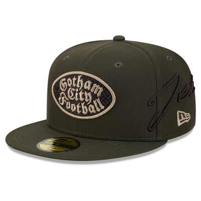 New York Jets New Era Rivalries Collection Fan Pack Side Script 59FIFTY Fitted Hat - Green