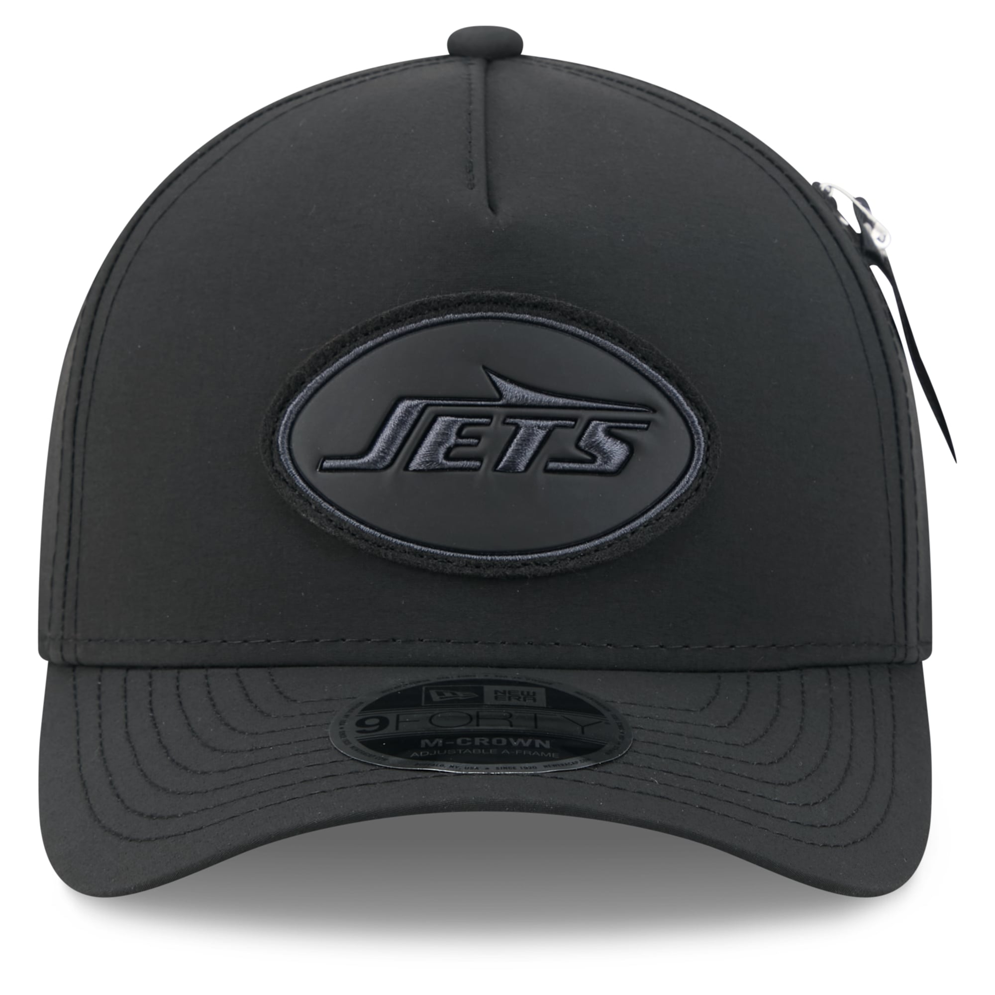 Men's New Era x Alpha Industries Black New York Jets A-Frame 9FORTY Adjustable Hat